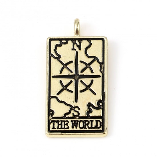 1 Tarot card charm, Gold, Silver, Necklace making pendant