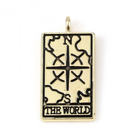1 Tarot card charm, Gold, Silver, Necklace making pendant