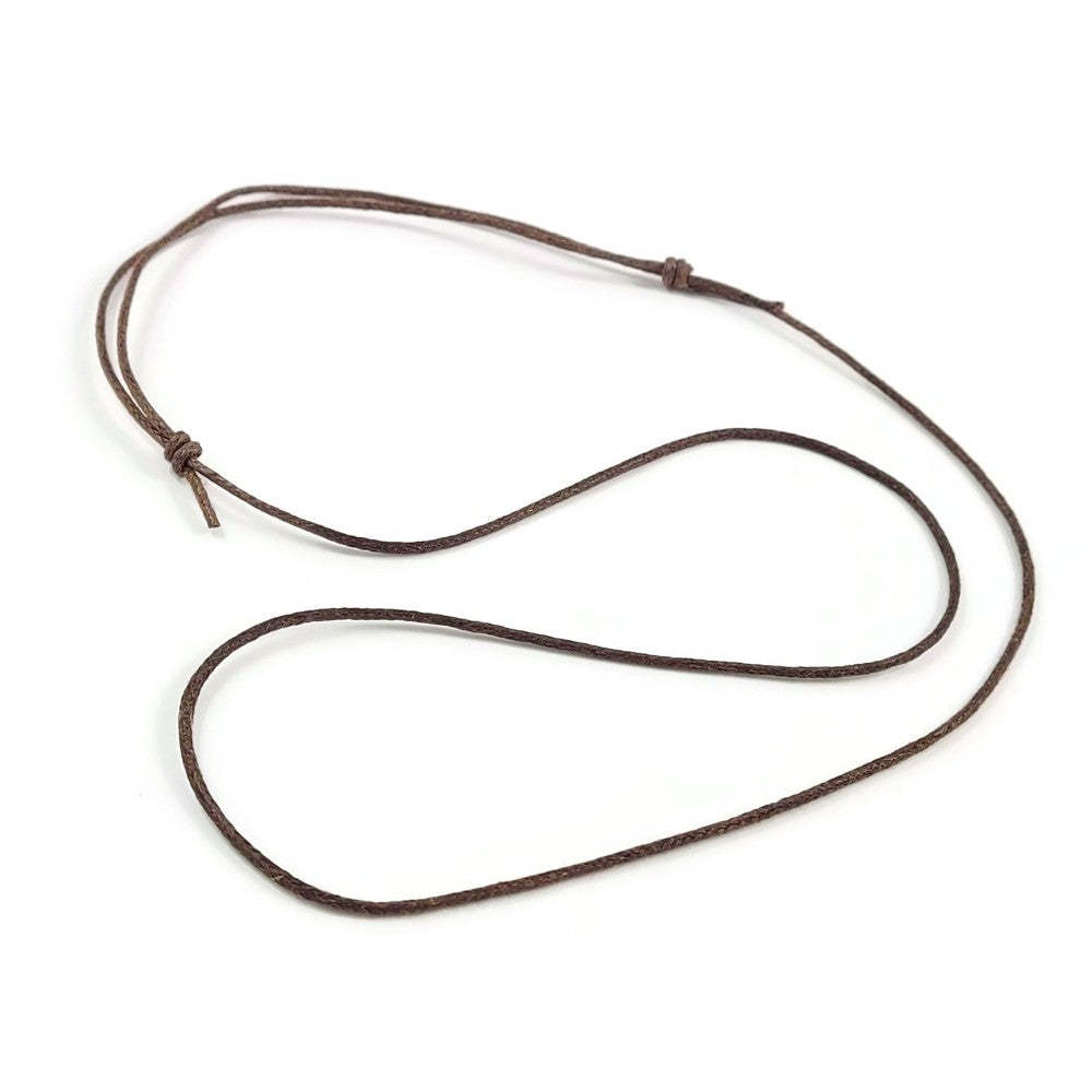 5 Colliers ajustables en coton ciré marron 1mm