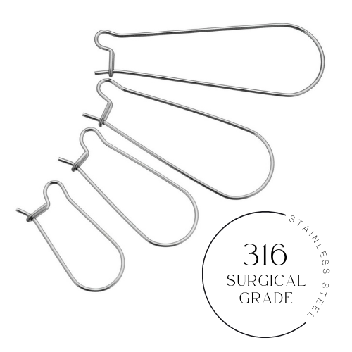 50 Surgical steel kidney earring hooks