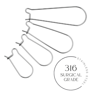 50 Surgical steel kidney earring hooks