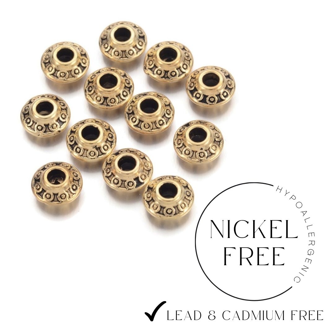 10 perles d'espacement 6mm