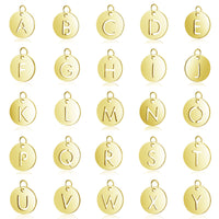 1 Gold stainless steel coin letter charm