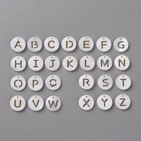 1 Natural freshwater shell coin letter charm