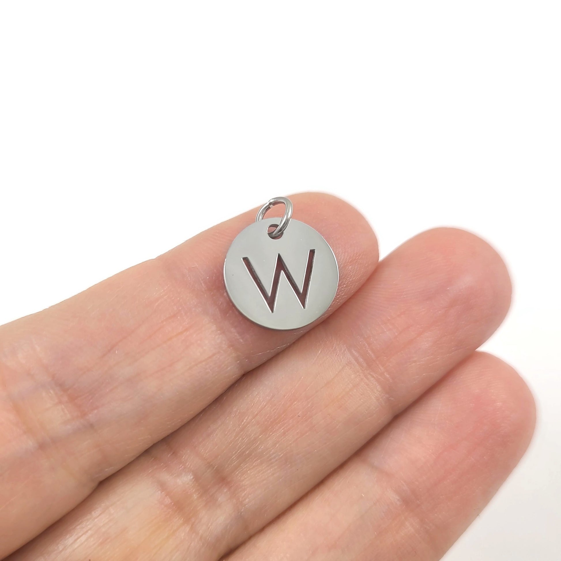1 Stainless steel coin letter charm
