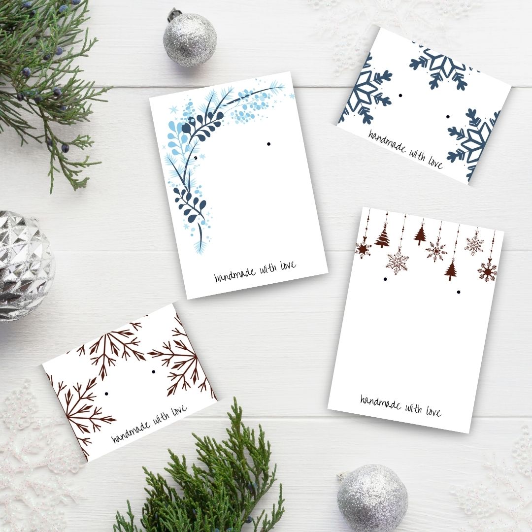 Winter Whimsy Editable Earring Cards