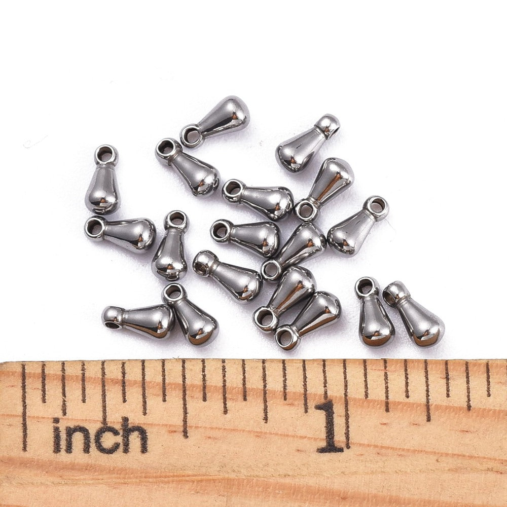 10 Stainless steel teardrop shaped charms 6mm