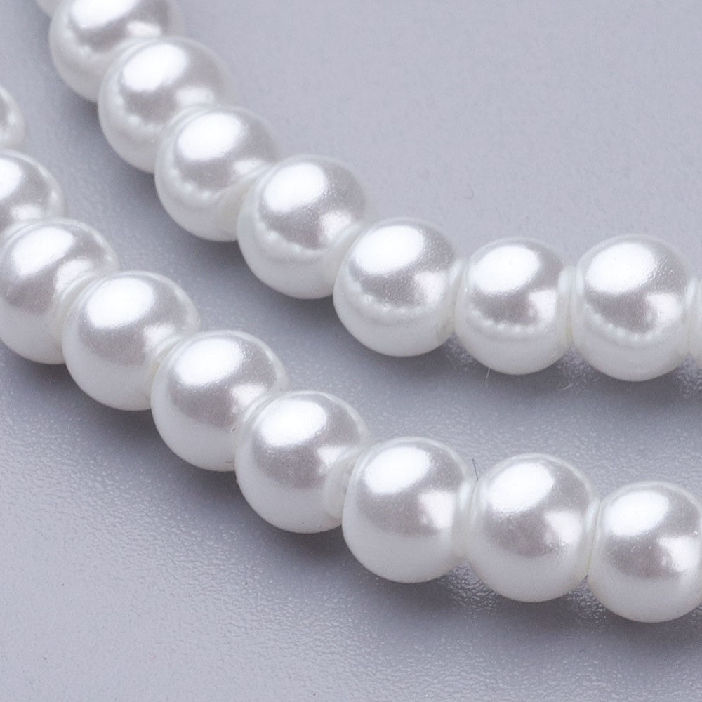 Perles rondes effet nacré en verre de 4mm