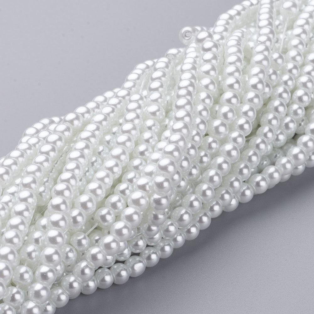 Perles rondes effet nacré en verre de 4mm