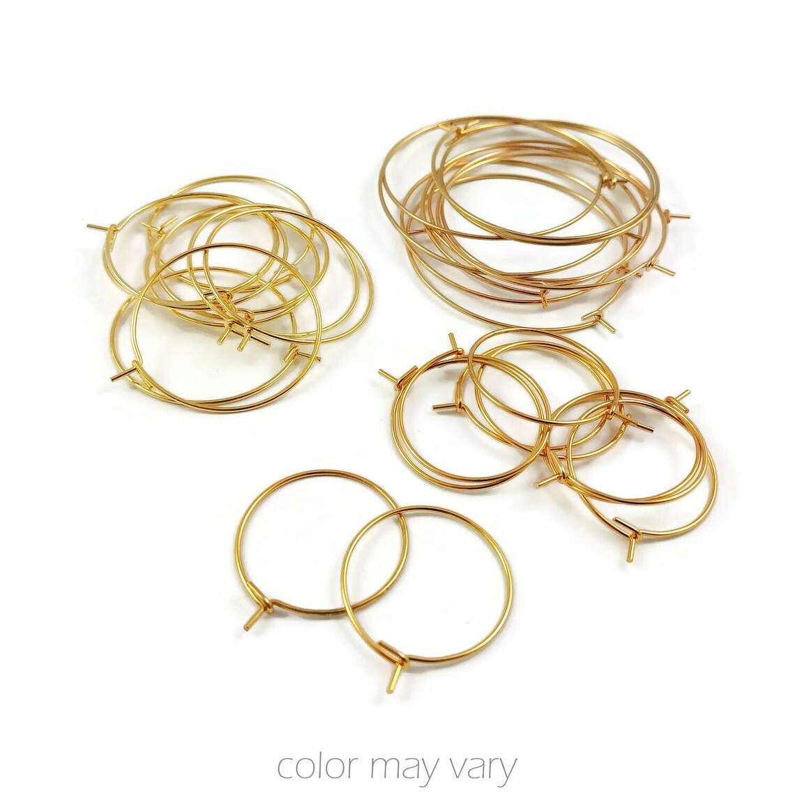 10 Gold surgical stainless steel hoops, 6 sizes available