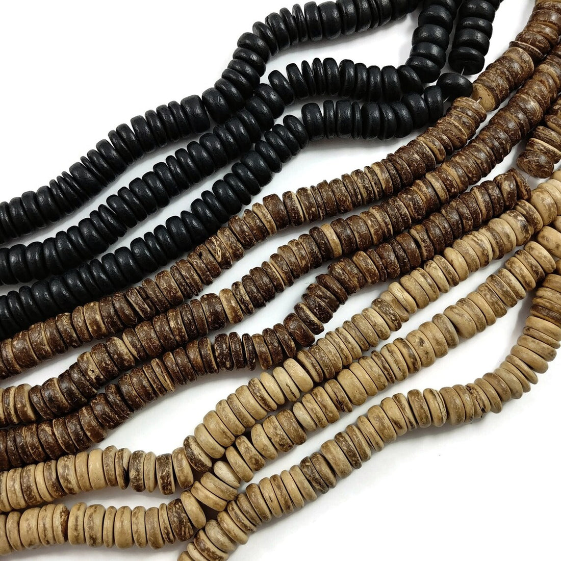 100 perles de bois de coco en rondelle de 10mm