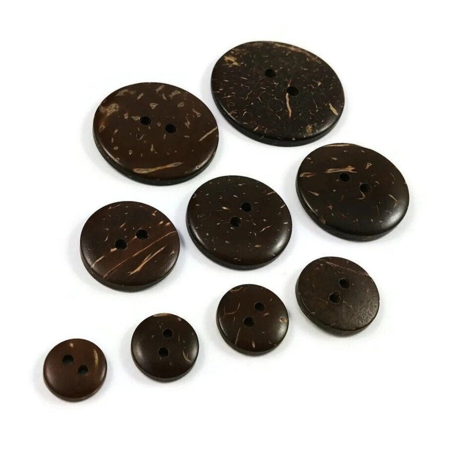 10 Boutons en bois de coco 23mm