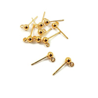 10 Gold stainless steel ball post with loop