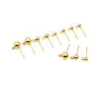 10 Gold stainless steel ball post with loop