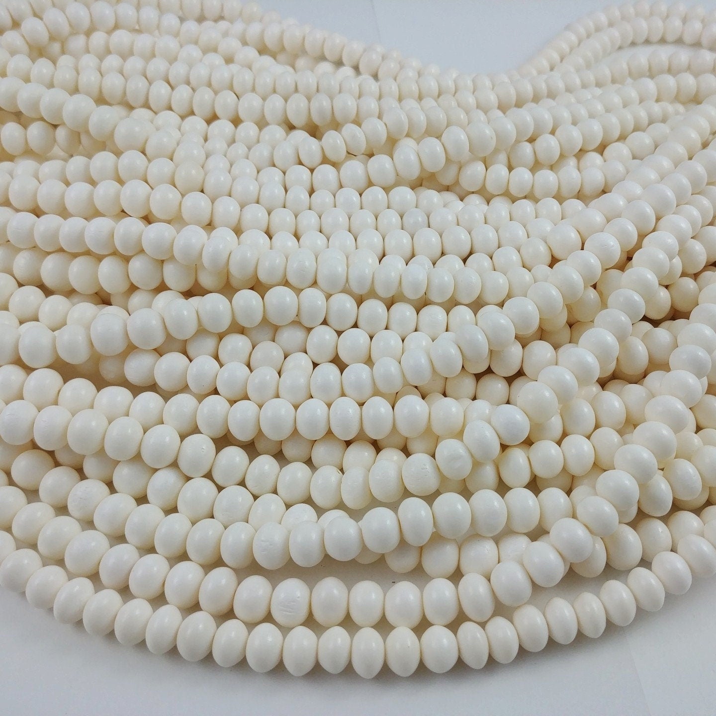 White natural bone round beads
