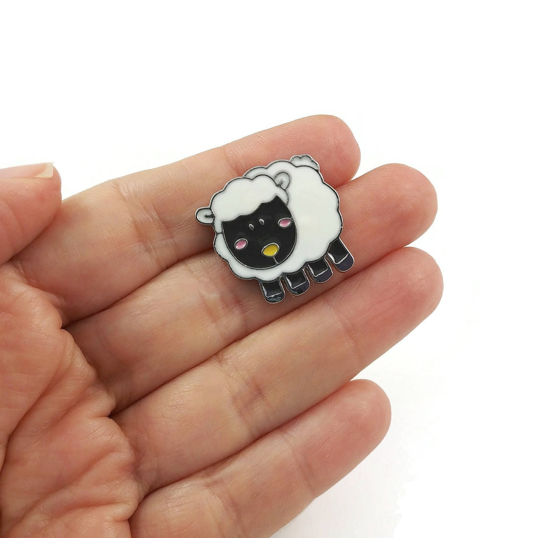 Black sheep enamel pin, Knit lover brooch, Cute gift for knitter
