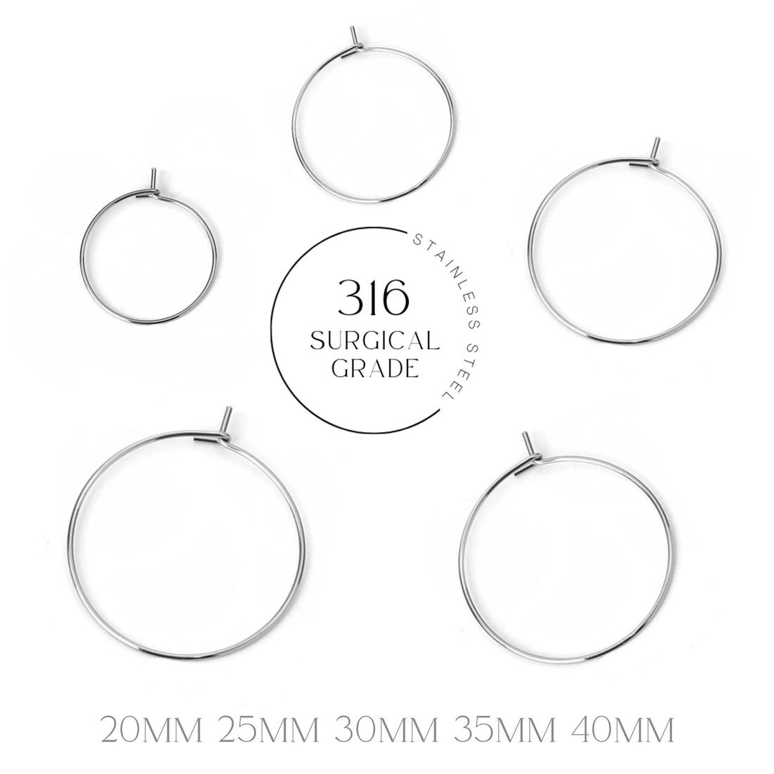 30 anneaux en acier inoxydable chirurgical