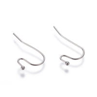 50 Stainless steel ear wire hooks, Hypoallergenic 22mm