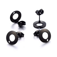 10 Stainless steel earring post 10mm ring - Rose gold, gold, silver, black