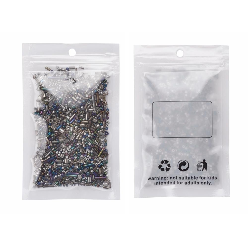 Perles de rocaille en verre - GRIS - Assortiment de formes et grandeurs