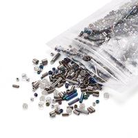 Grey glass seed bead grab bag, Mixed shapes