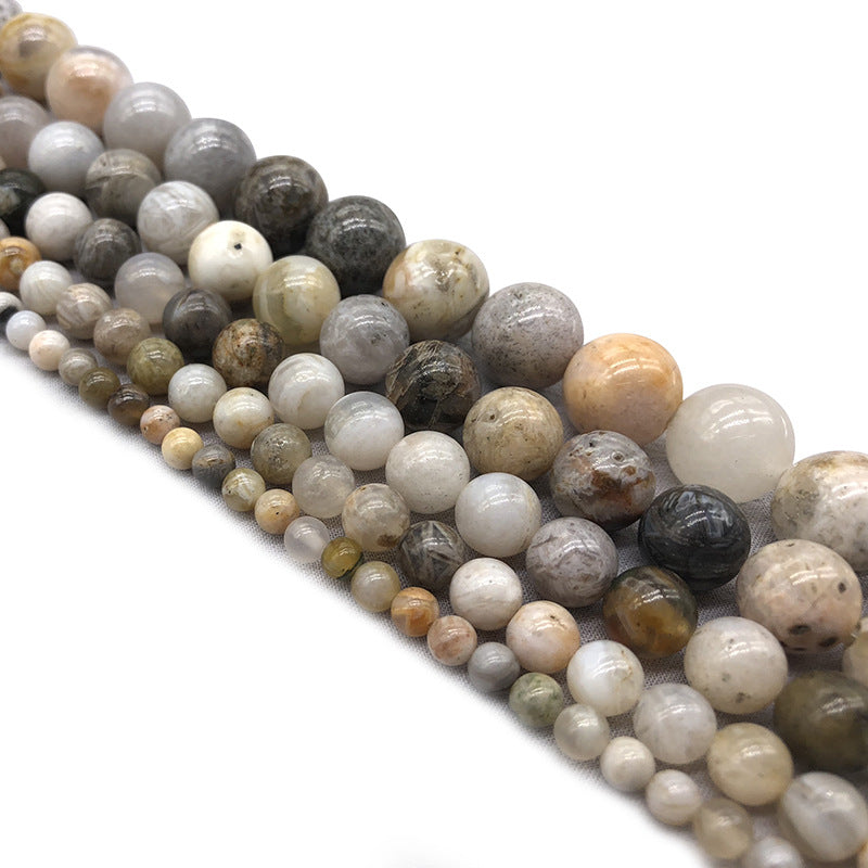 Natural Bamboo Agate Stone Beads Strands 6 or 8mm Round