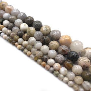 Natural Bamboo Agate Stone Beads Strands 6 or 8mm Round