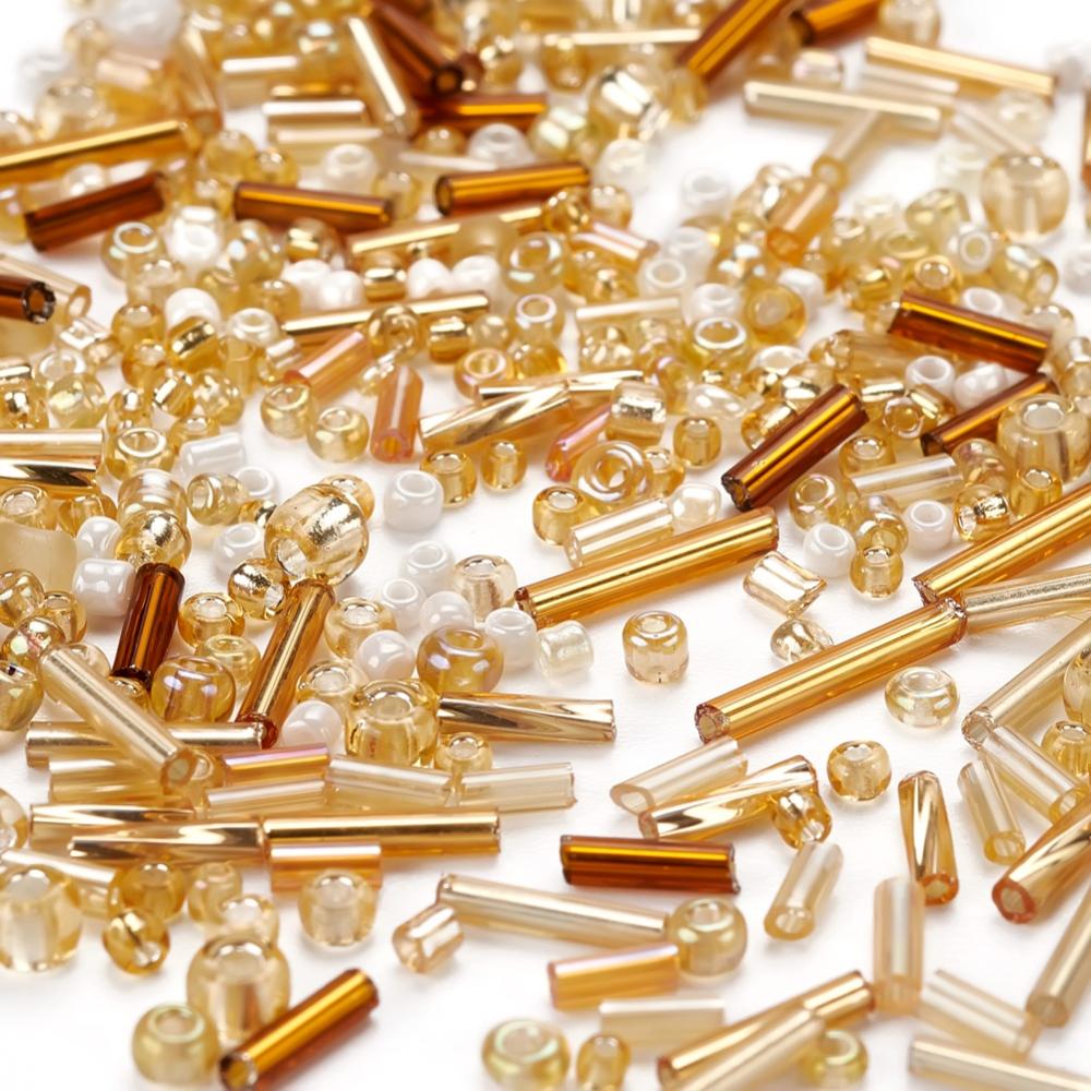 Perles de rocaille en verre - DORÉ - Assortiment de formes et grandeurs