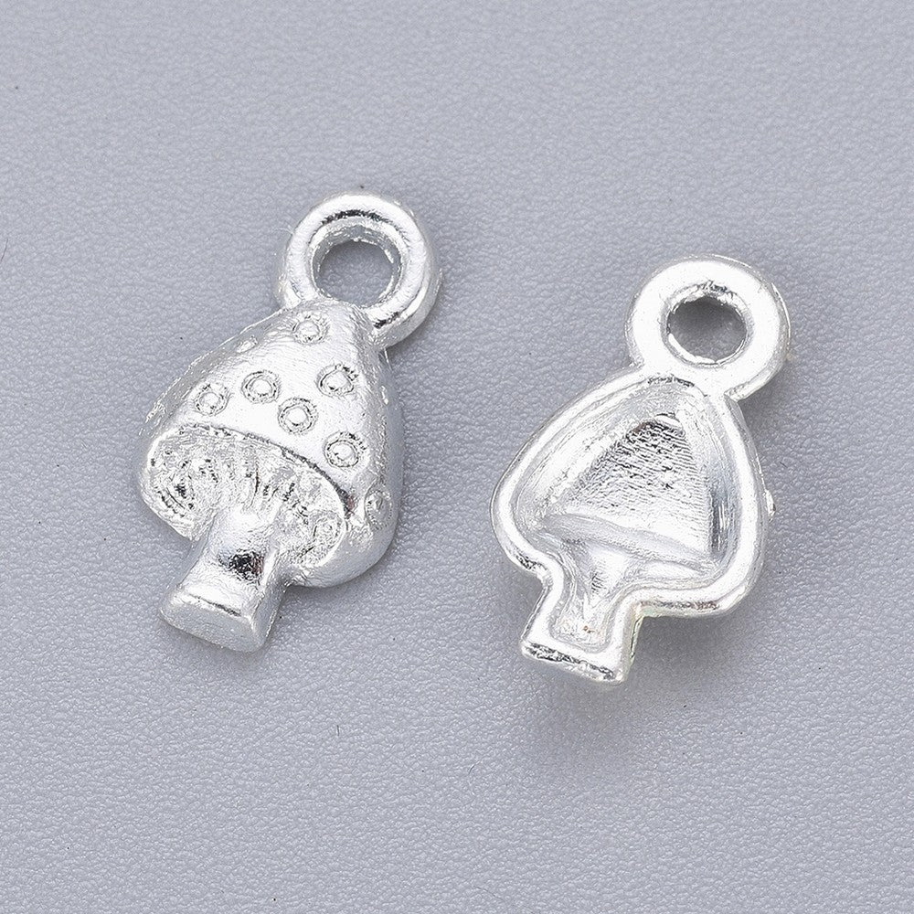 10 Petits pendentifs champignon en métal 13mm - Sans nickel, sans plomb et sans cadmium