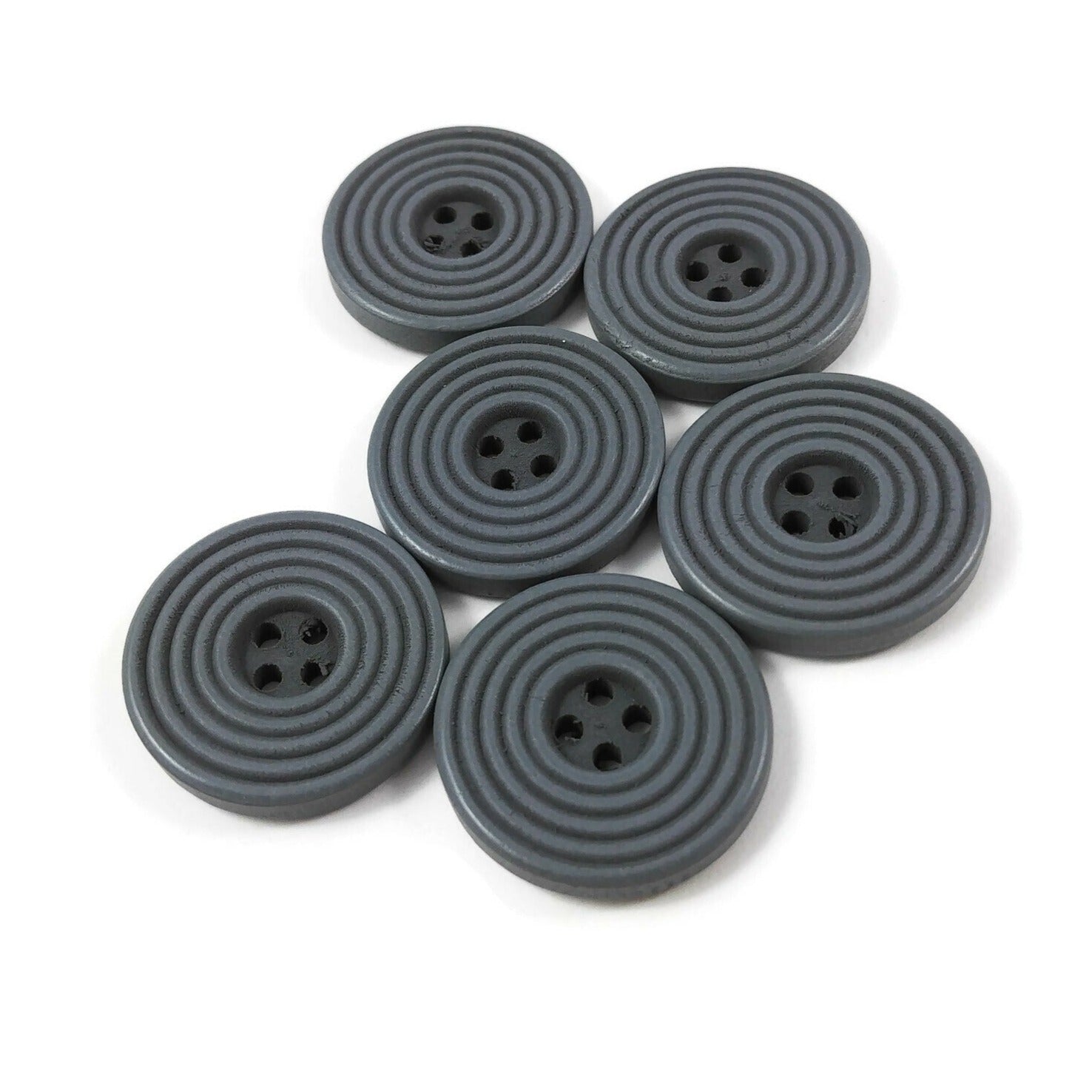 Bouton de bois de 25mm - ensemble de 6 boutons en bois naturel avec cercles