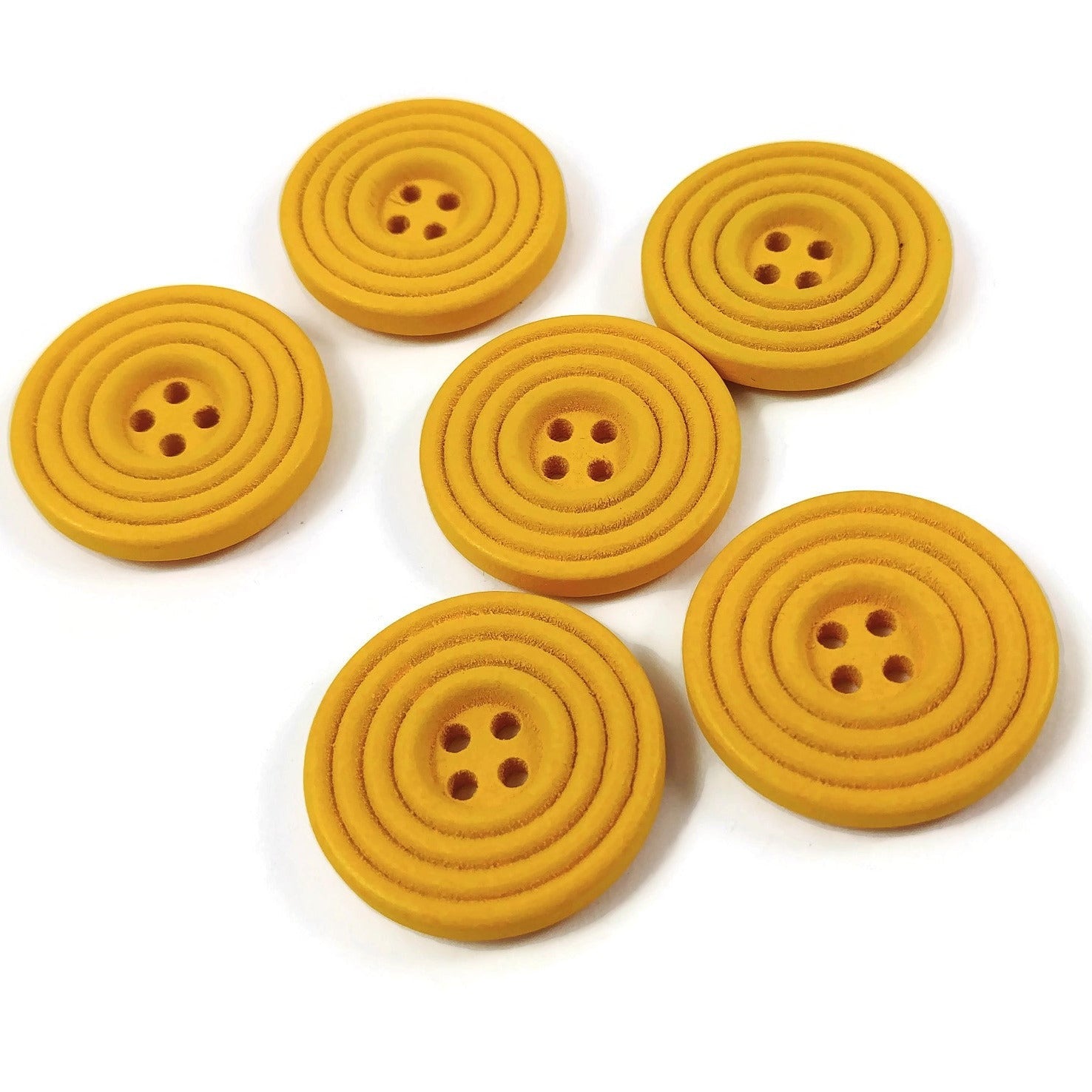Bouton de bois de 25mm - ensemble de 6 boutons en bois naturel avec cercles