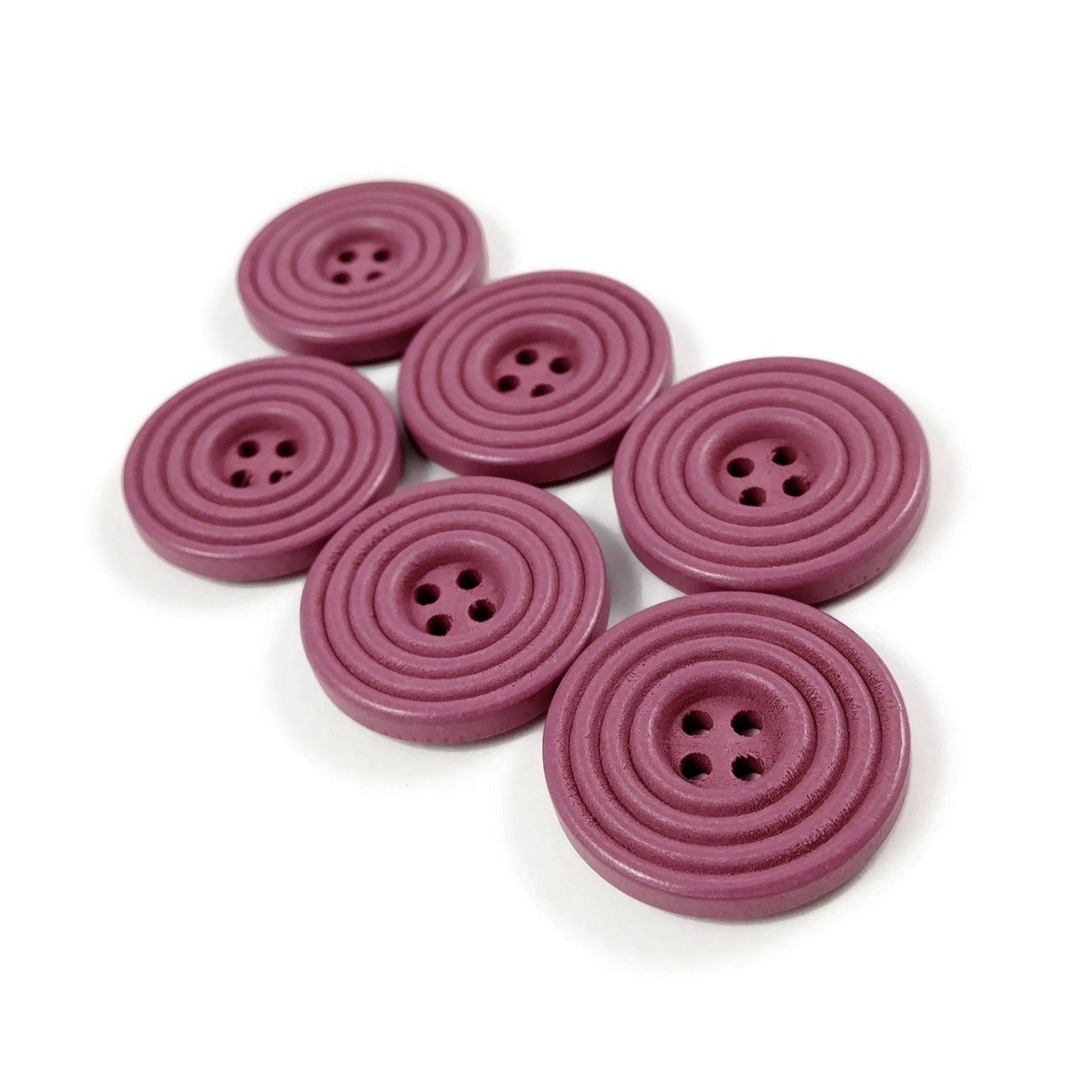 Bouton de bois de 25mm - ensemble de 6 boutons en bois naturel avec cercles