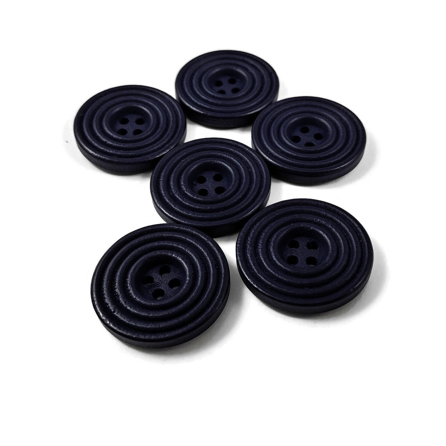 Bouton de bois de 25mm - ensemble de 6 boutons en bois naturel avec cercles