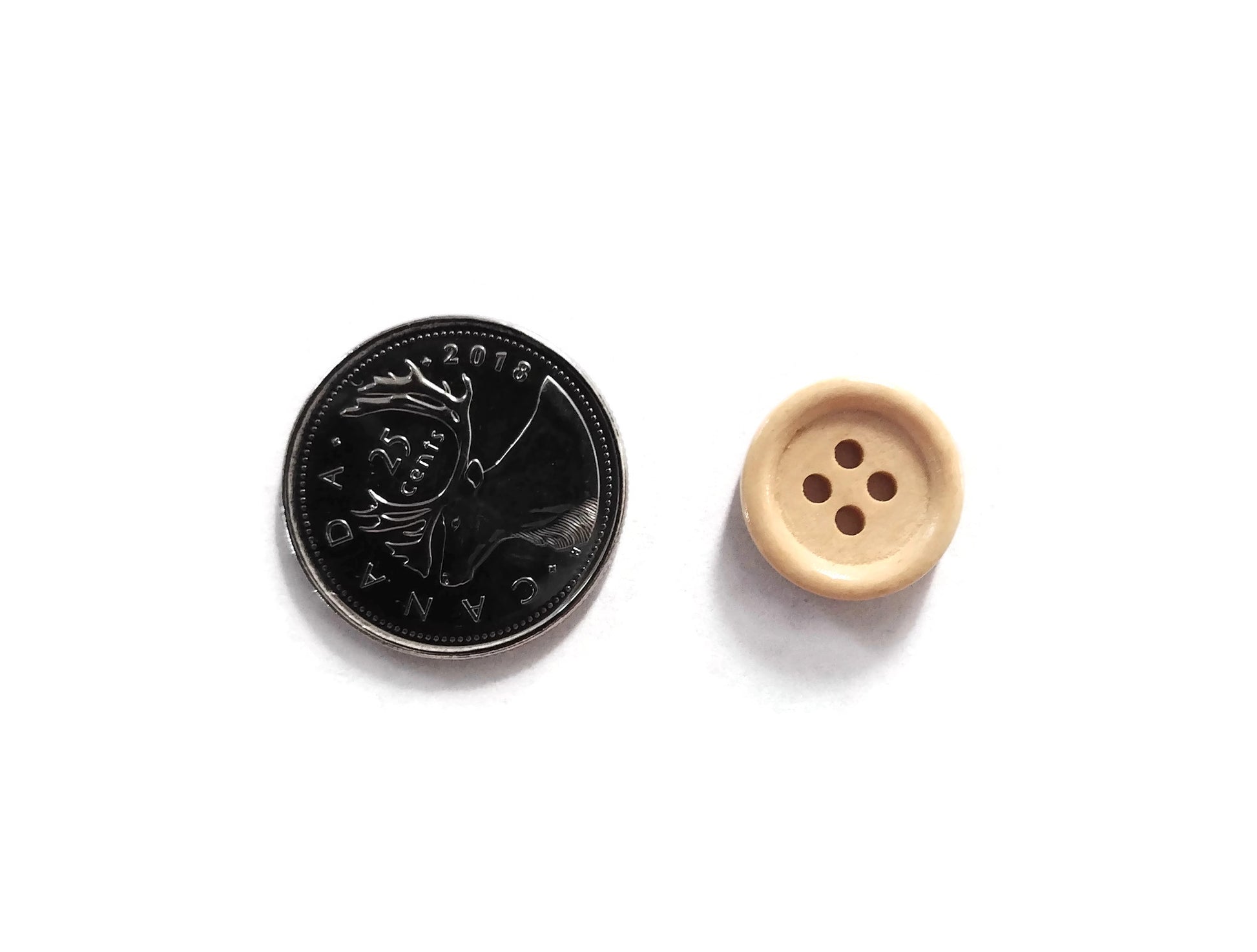 Wooden button - Natural 4 Holes Wood Sewing Buttons 15mm - set of 15 or 60