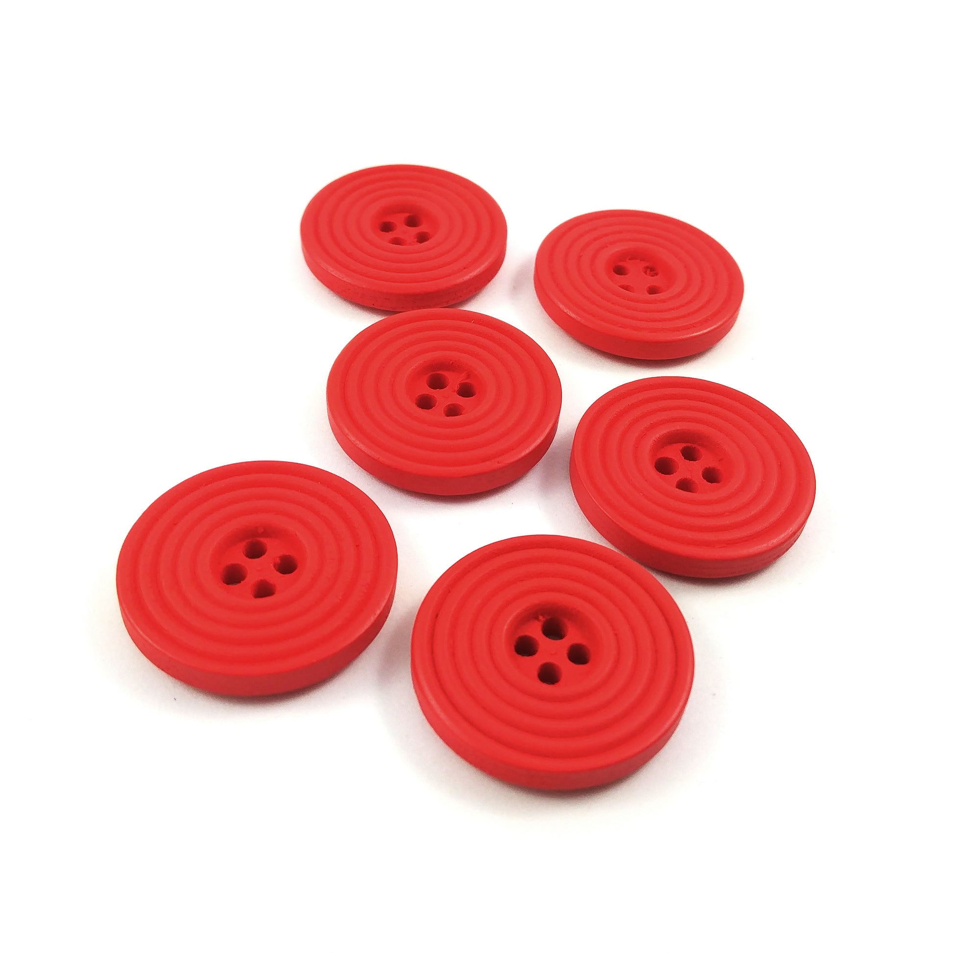 Bouton de bois de 25mm - ensemble de 6 boutons en bois naturel avec cercles