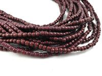 Tube Wooden Beads 4x5mm - Burgundy