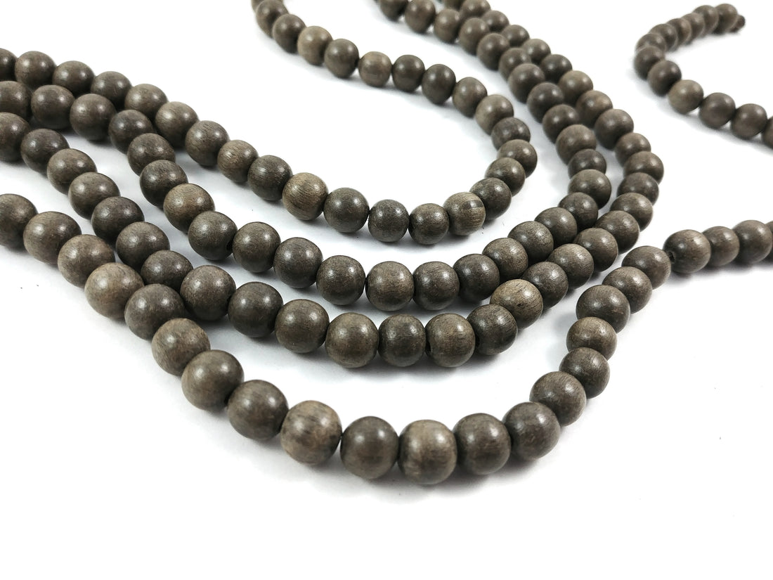 Grey Wooden Beads - Round Greywood Beads 6mm, 8mm or 10mm