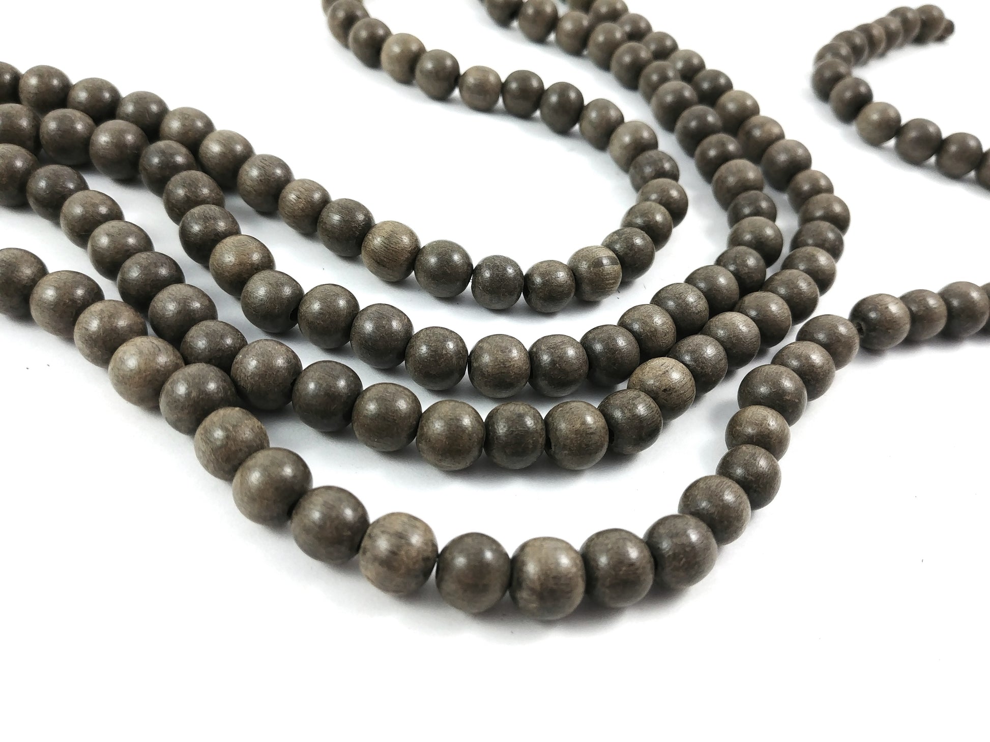 Grey Wooden Beads - Round Greywood Beads 6mm, 8mm or 10mm