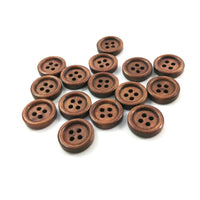 Bouton de bois à 4 trous en bois naturel brun de 15mm - ensemble de 15
