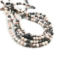 Pierres Naturelles Jasper Zébrées Roses Rondes 6 ou 8mm Givrées