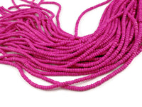 Fushia pink coconut beads - Wooden rondelle disk beads 4-5mm