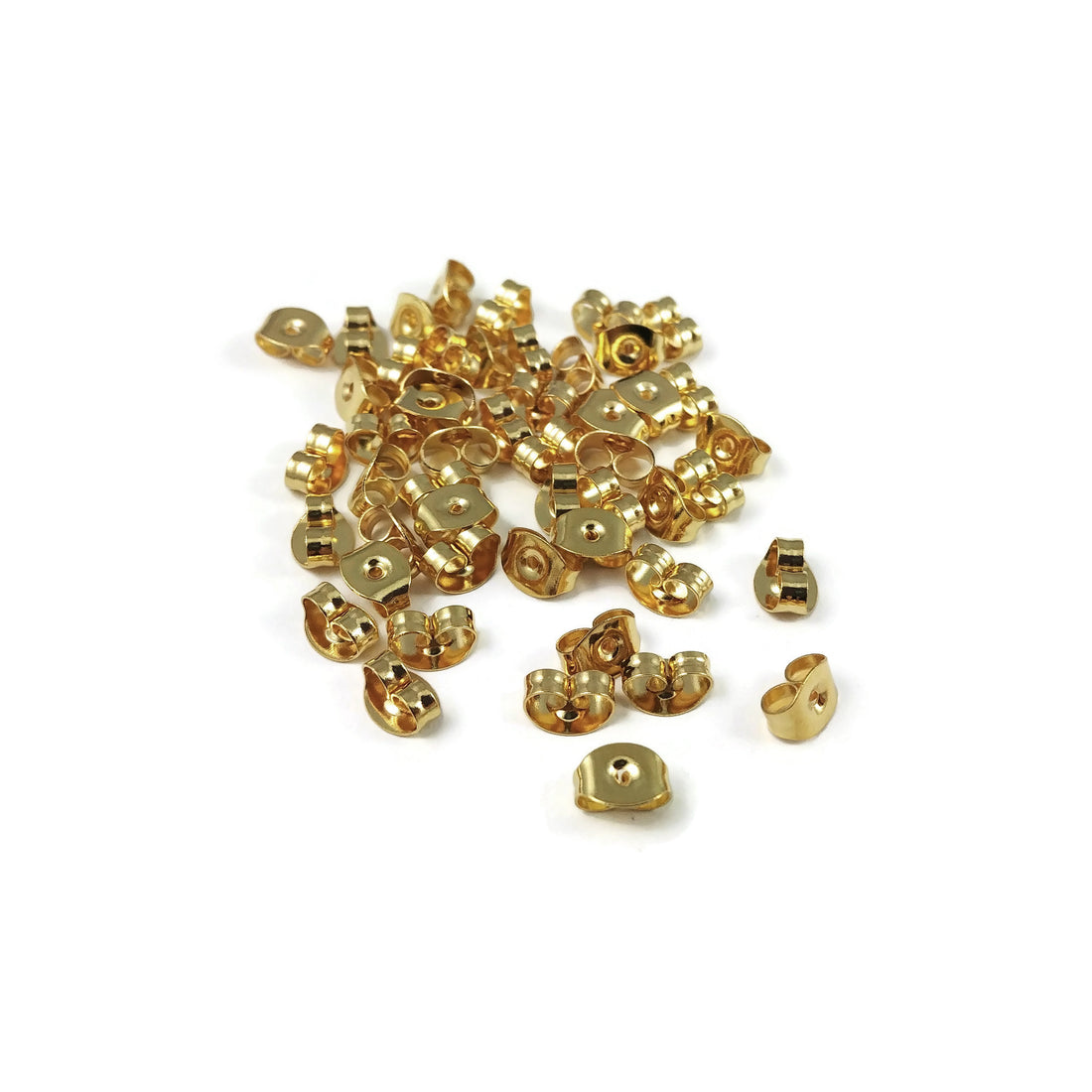 50 Papillons pour tiges de boucle d'oreille 6mm - acier inoxydable or