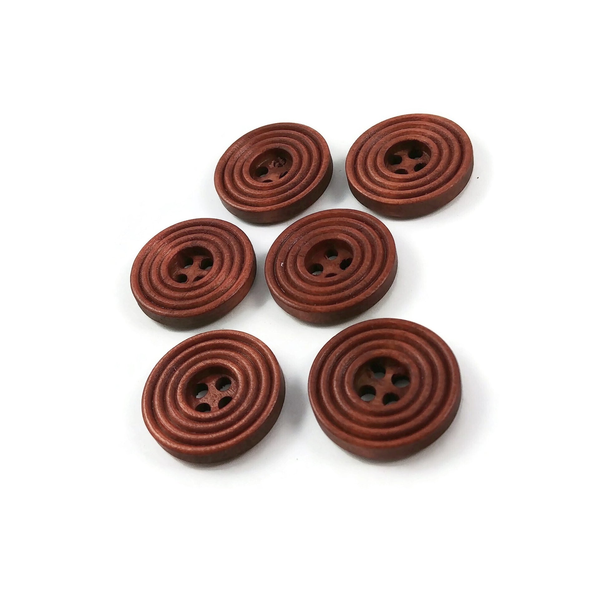 Coffee brown Wooden Sewing Buttons 20mm - set of 6 natural circle wood button
