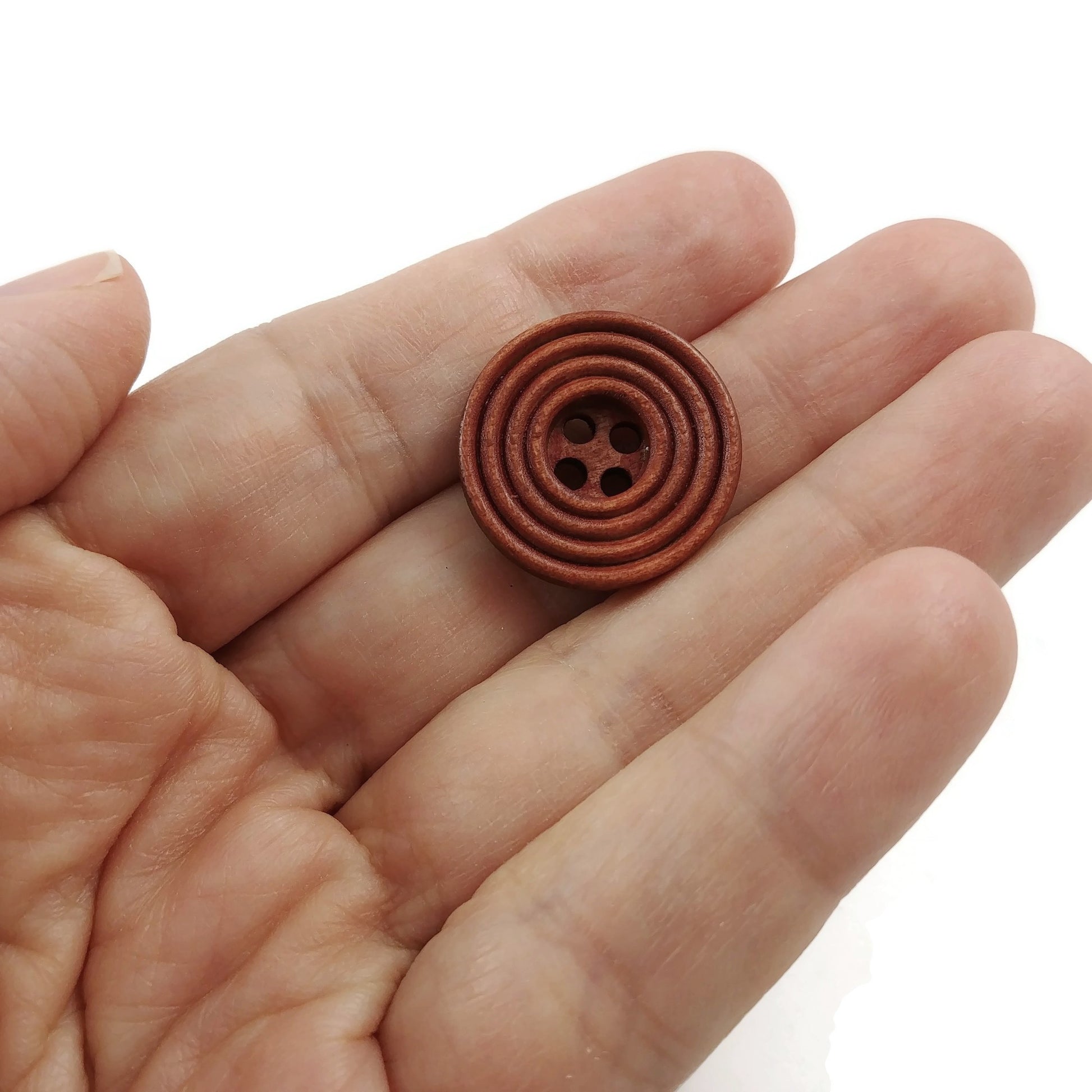 Coffee brown Wooden Sewing Buttons 20mm - set of 6 natural circle wood button