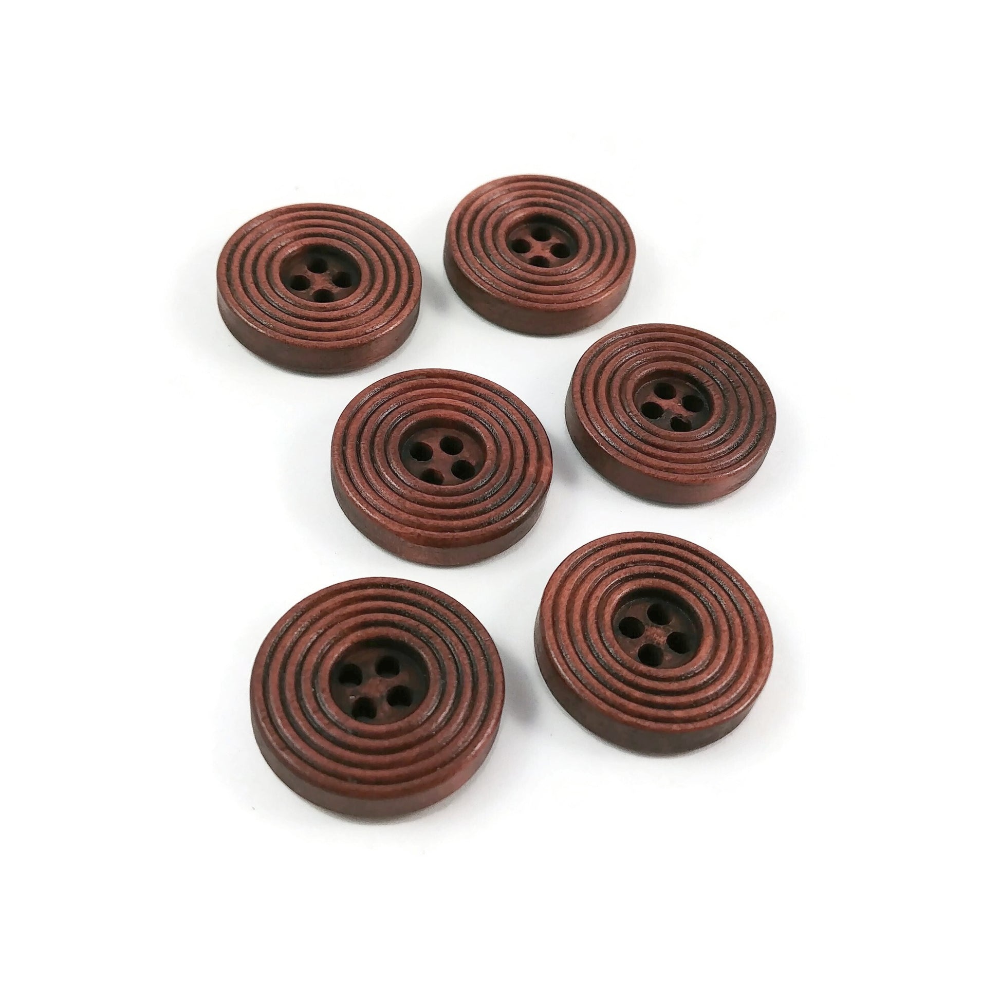 Coffee brown Wooden Sewing Buttons 20mm - set of 6 natural circle wood button
