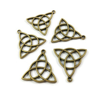 2 celtic triangle knot charms, 30mm metal pendants, Nickel free, lead free and cadmium free
