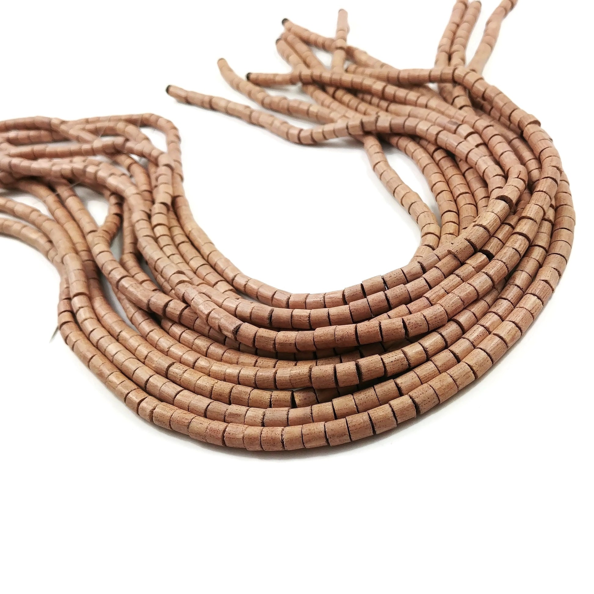 5mm rosewood tube beads, Mini wood spacer beads, Natural beads for jewelry making