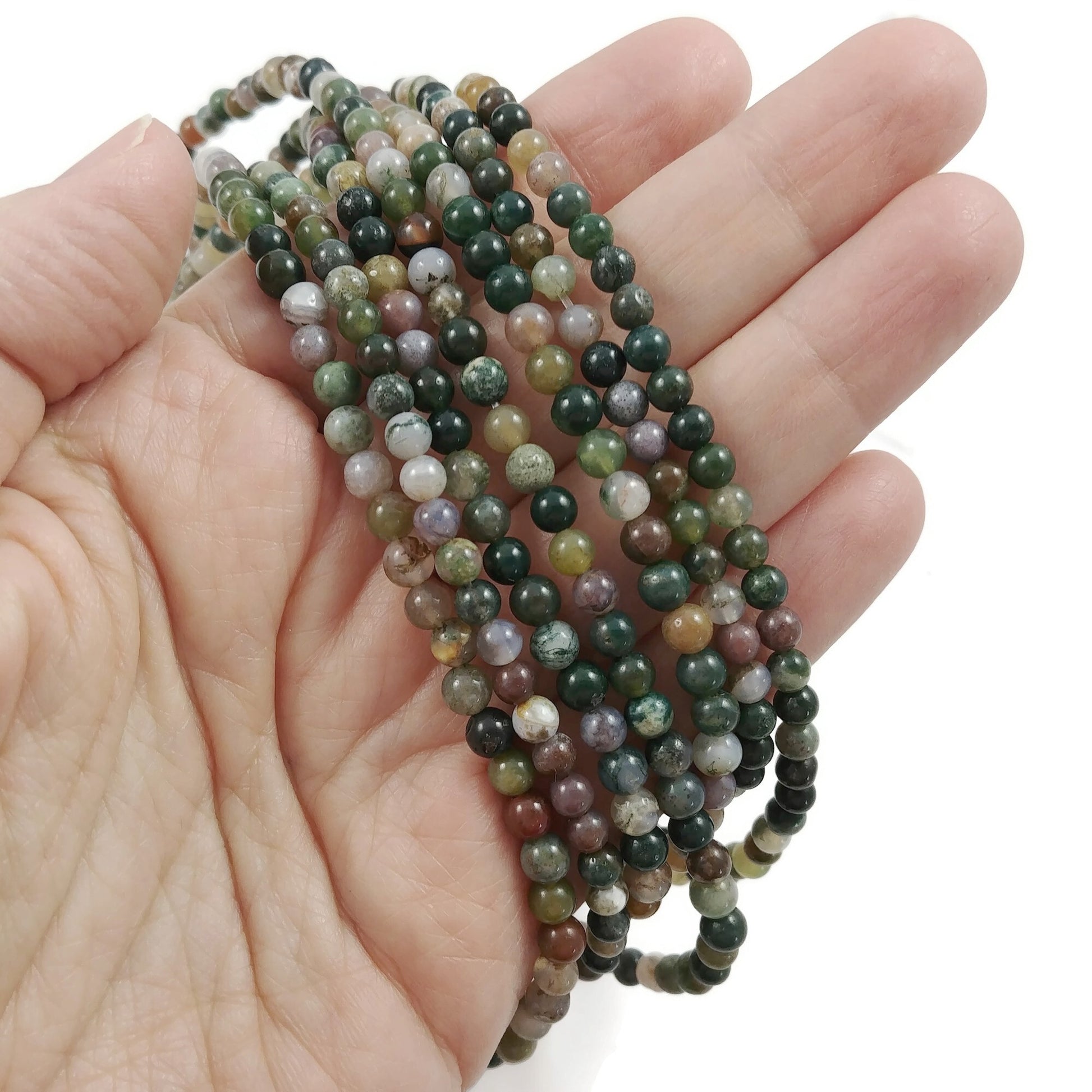 Natural Indian Agate Stone Beads Strands 4 or 6mm Round