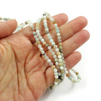 1 brin de perles rondes en amazonite naturelle givrée - 4, 6, 8 ou 10 mm