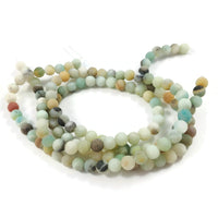 1 brin de perles rondes en amazonite naturelle givrée - 4, 6, 8 ou 10 mm